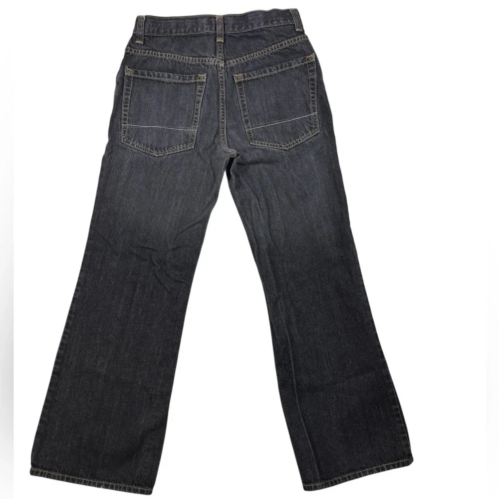 Old Navy Boys Husky Black Denim Adjustable Waist Tabs Bootcut Jeans